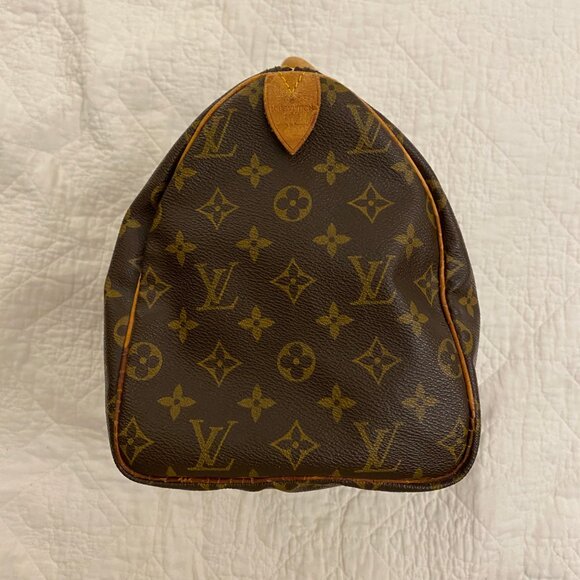 GUC Vintage LV Monogram Speedy Bag 30 Double Handle Satchel Brown - Picture 8 of 15